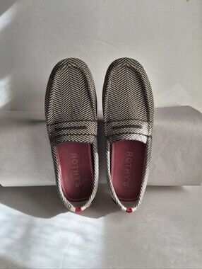 Rothy's Iron Herringbone Drivers 10.5 Academia Preppy Eclectic Grandpa Loafers